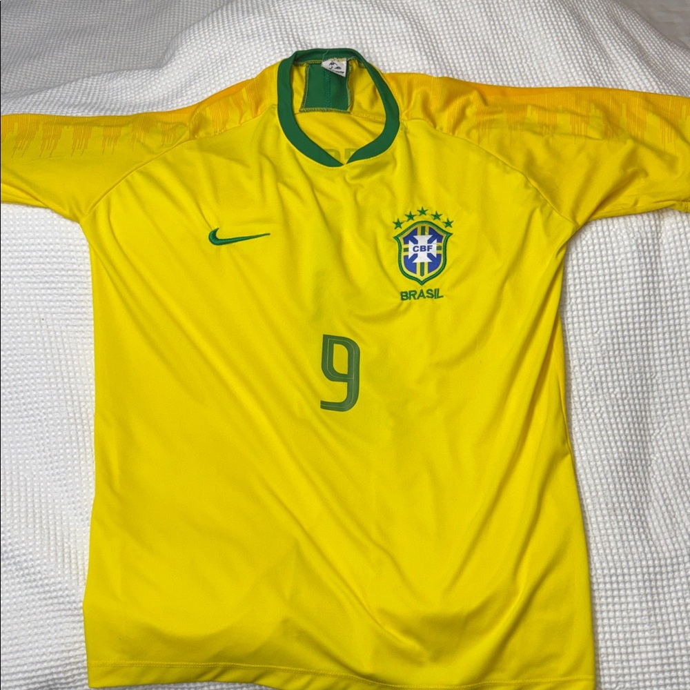 Nike Brazil Soccer Jersey Yellow and Green - Made in Brasil- GG (14-16) M (L)